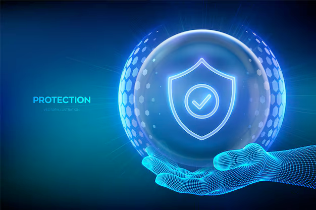 Checkmark graphic over a secure digital shield for insurance verification